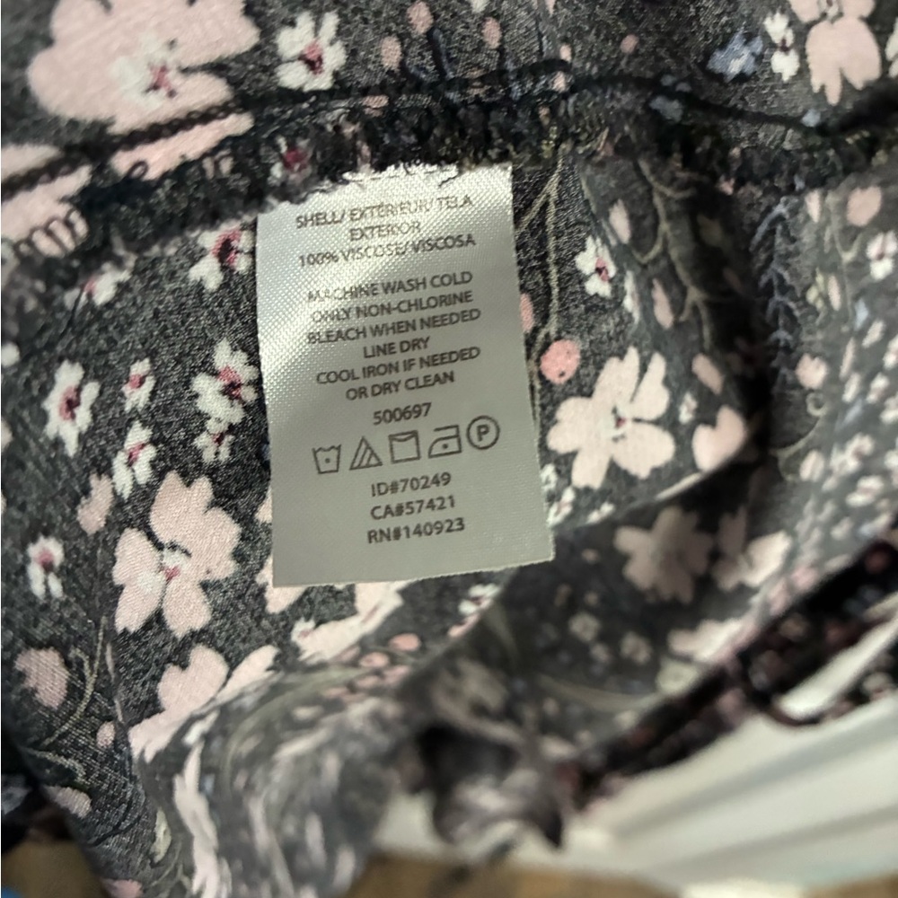 LOFT Black Mini Dress with Light Pink Floral Print - Picture 6 of 10